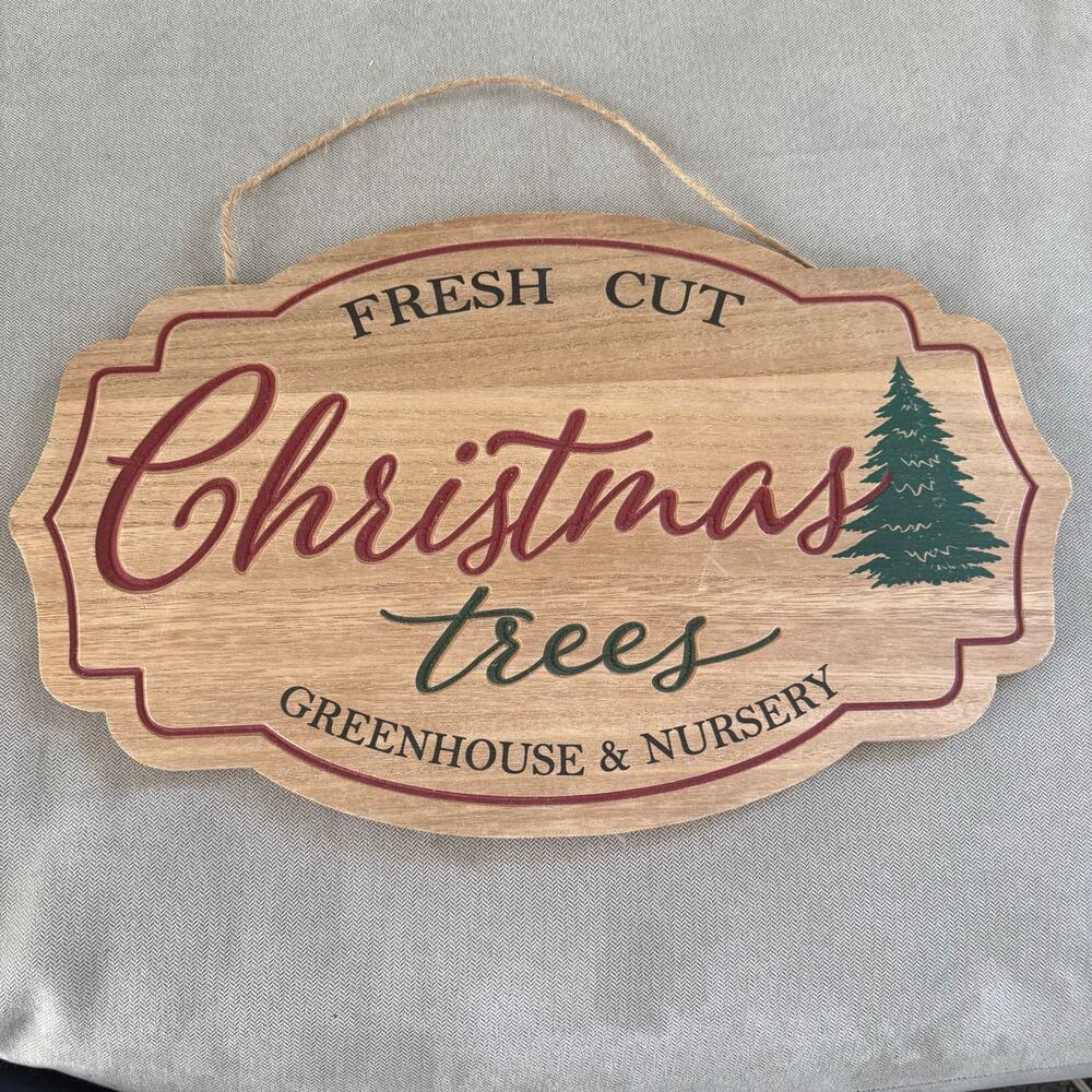 Ashland Christmas Winter Cottage Fresh Cut Trees Wooden Wall Sign Holiday Decor